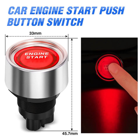 12V 2 In 1 Ignition Switch Panel With Rocker And Engine Start Button Toggle Switches Relay Harness And LED Indicator detail view