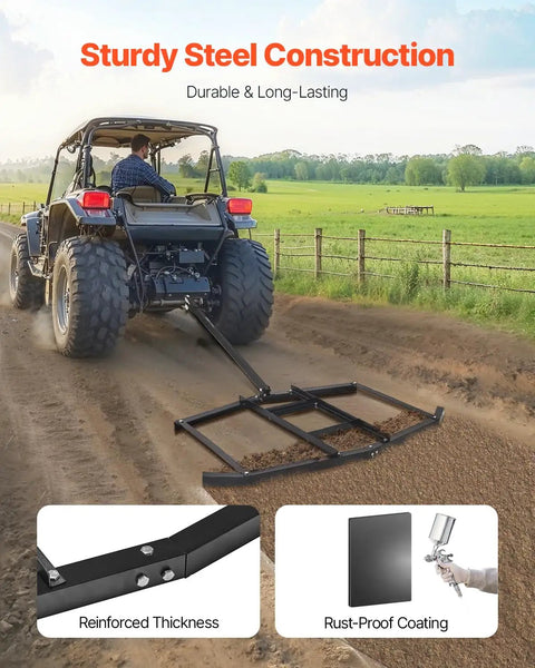 Tow Behind Drag Harrow 74 Inch Wide Driveway Grader Built Tough From Q235 Steel Adjustable Bars With Pin Hitch in use