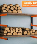 Heavy Duty Wood Organizer Lumber Rack Wall Mount Cantilever Shelves Tough As Nails 3 Level Holds Up To 600 Lbs loaded with firewood