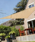 Installed Sand Color 14 Ft Triangle Sun Shade Sail Canopy for Garden Deck Pool Patio Pergola Backyard Sandbox