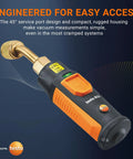 552i Wireless Digital Vacuum Probe For HVAC Systems With IP54 Protection And 45 Degree Service Port, Bluetooth Vacuum Gauge For Top Notch AC And Refrigeration Evacuation, App Enabled With Real Time Measurements on angled brass port