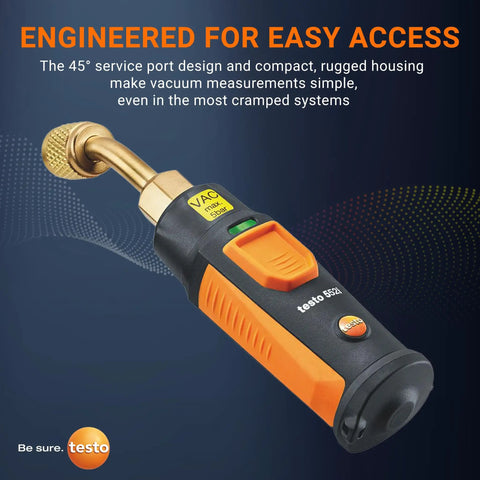 552i Wireless Digital Vacuum Probe For HVAC Systems With IP54 Protection And 45 Degree Service Port, Bluetooth Vacuum Gauge For Top Notch AC And Refrigeration Evacuation, App Enabled With Real Time Measurements on angled brass port