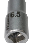 Forged Tough 6.5mm Deep Socket Insert Bit With Quarter Inch Square Drive, heavy duty chrome vanadium steel build, close-up view.