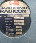 David Brown RADICON C1020WAAQ unit information plate showcasing gear reducer specs and operational data.