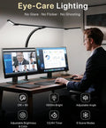 42 Inch LED Desk Lamp With Clamp And Remote Four Panel Architect Light Bar For Wide Even Illumination 1800 Lumens