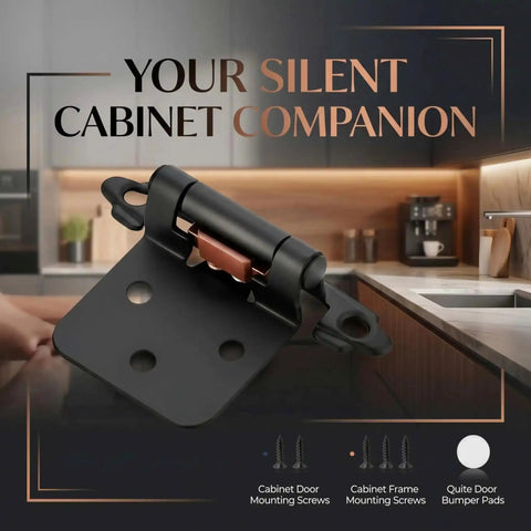 Matte Black Cabinet Door Hinges Two Pairs Four Pack Self Closing Half Inch Partial Overlay Semi Concealed Face Frame Surface Mount