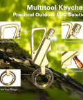 Image detailing the 2 Pack Permanent Match Lighters With Multitool Keychain And Bottle Opener For Camping And Hiking.
