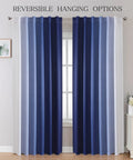 Dope Ombre Navy Blue And White Blackout Curtains For Bedroom And Living Room 95 Inch Long Room Darkening Panels Set Thermal Insulated Light Blocking Rod Pocket And Back Tab 2 Panels