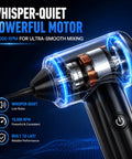 Close-up of Pro Tattoo Ink Mixer Kit with powerful whisper-quiet motor, illuminated details, 10,000 RPM for smooth mixing