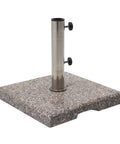 Beefy 42 Lbs Square Granite Umbrella Base Grey for outdoor patios with 15 by 15 inch footprint and stainless steel pole holder