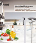 Instant Read 2-Inch Dial Thermometer For Coffee Drinks And Milk Foam, Pro Grade Temperature Gauge For Espresso, shown in kitchen.