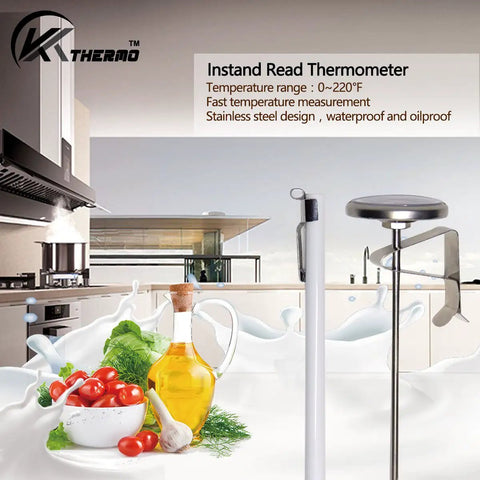 Instant Read 2-Inch Dial Thermometer For Coffee Drinks And Milk Foam, Pro Grade Temperature Gauge For Espresso, shown in kitchen.