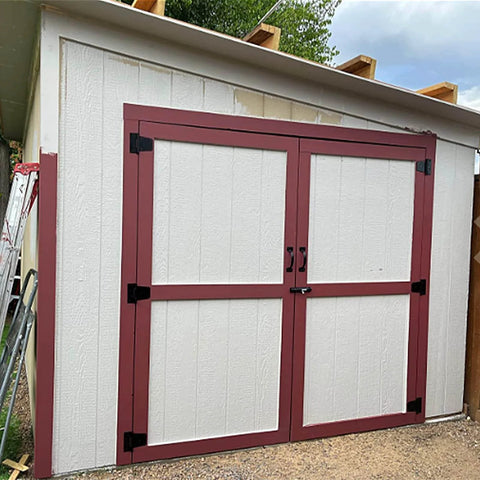 Heavy Duty Gate Hinges 4 Pack Black Iron 3.5 Inch Hinges For Wood Gates Sheds Barn Doors Fences Swing With 1.2 Inch Thick Solid Steel Construction Holds Up To 60 Lbs Screws Included Durable Hardware on shed doors