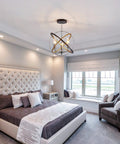 Three Light Farmhouse Dope Vintage Chandelier With Industrial Chrome Matte Finish E12 Base Semi Flush Mount in bedroom
