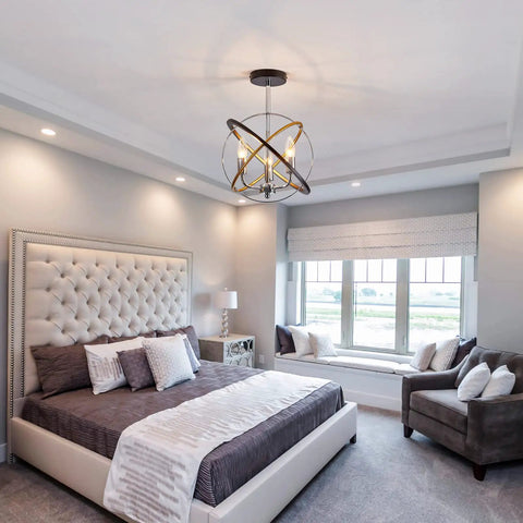 Three Light Farmhouse Dope Vintage Chandelier With Industrial Chrome Matte Finish E12 Base Semi Flush Mount in bedroom