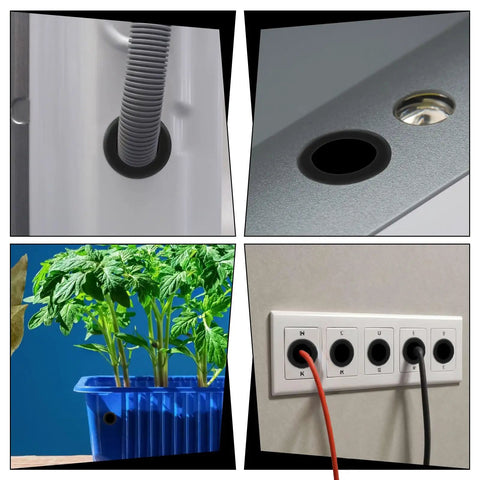 Silicone Top Hat Grommets 10 Pack For 3/4 Inch Drill Hole Waterproof Seal For Wiring, hydroponics, and cable protection.
