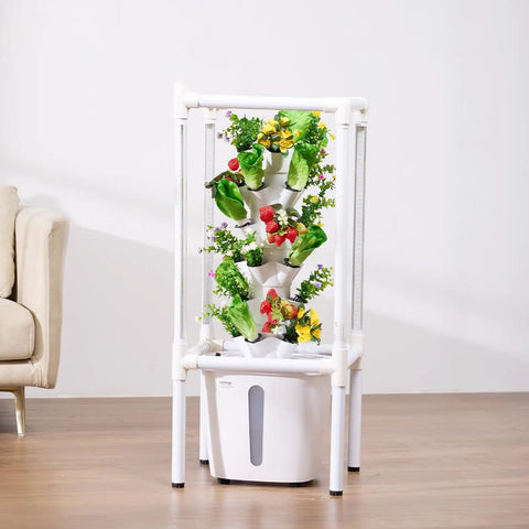 Compact 6 Tier Hydroponic Tower With Grow Lights 30 Pods Indoor Garden Kit For Herbs Veggies And Fruit Space Saving Vertical Grow System