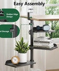 3 Tier Clamp On Desk Shelf With Height Adjustment And 360 Degree Rotatable Tray for Over Under Desk Storage Baffle Included Space Saving Black Office Organizer For Accessories