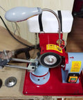 Boss Grade Circular Saw Blade Sharpener, 550W Electric Grinder with adjustable holder and light for precision resharpening.