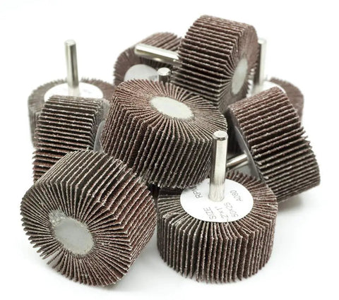 Pro Grade Aluminum Oxide 2 Inch Flap Wheel Set With One Inch Length And One Quarter Inch Shank, Mounted Sander For Deburring, Sanding, Grinding, Paint Removal, And Polishing On Drills And Grinders, 10 Pack, 40 Grit