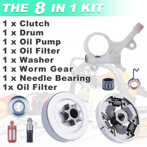 Stihl MS271 MS291 Chainsaw Clutch Drum And Oil Pump Kit With Sprocket Oil Filter Washer Worm Gear And Spark Plug For 325 Pitch 7 Tooth Drum Replacement