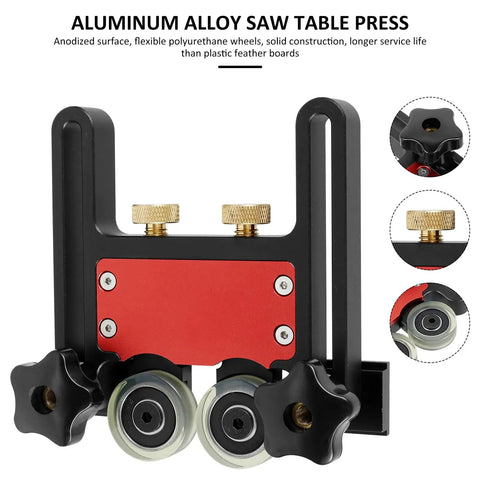 Table Saw Push Block With Bearing Stock Roller Aluminum Alloy Wheel System And Polyurethane Wheels, front view