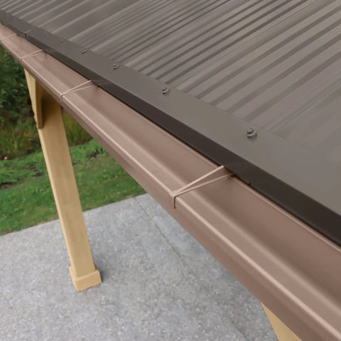 Rain Gutter Kit For 10x12 Meridian Gazebo, PVC Gutter System With Heavy Duty Brackets, 2.2 Inch High By 3.3 Inch Wide Gutter, Debris Stop, Dual Downspouts That Channel Rain Off Your Patio, Deck Or Porch, Easy Install