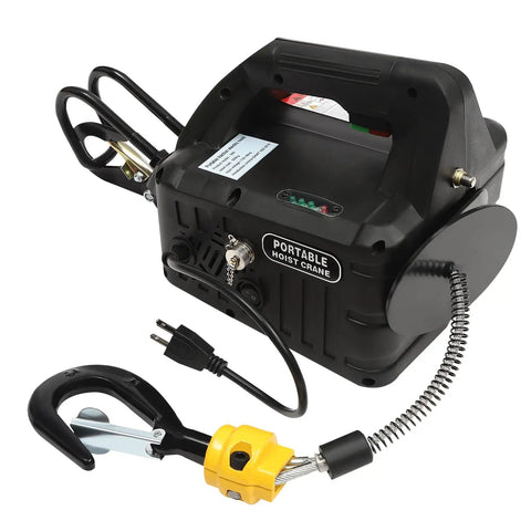 Heavy Duty Electric Lifting Hoist 1100 Lbs Load Capacity Plus 1500 Watt Motor Winch Crane with control handle and hook.