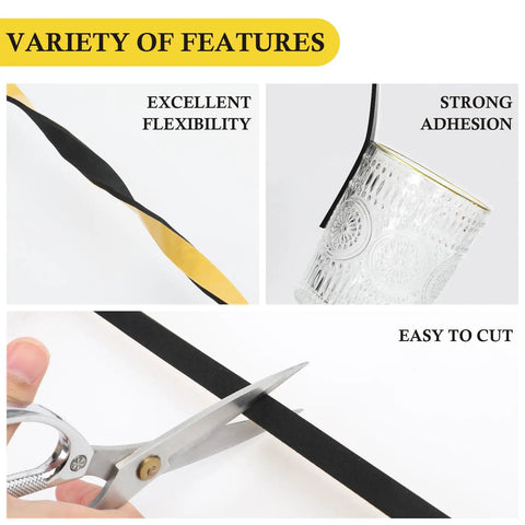 Heavy Duty Weather Stripping Adhesive Foam Tape Half Inch Wide By One Eighth Inch Thick Three Rolls Total Forty Nine And A Half Feet Door Seal Strip For Doors And Windows Insulation Waterproof Strong Adhesion Easy Install shown being cut with scissors.