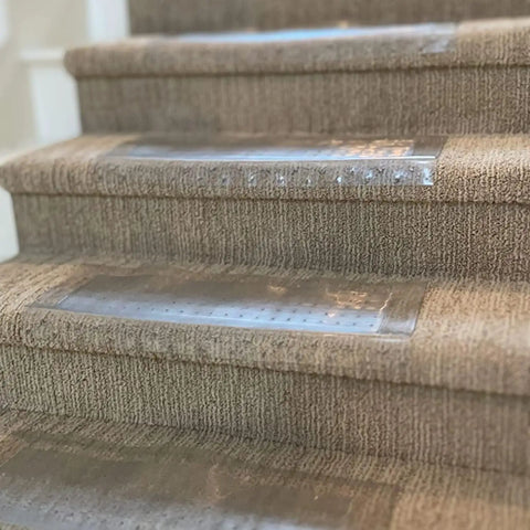Clear Stair Tread Protectors Set Of 2 24 X 8 Inches Slip Resistant Vinyl Treads With Gripper Teeth For Carpeted Stairs Protection