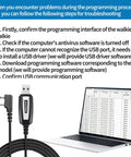 USB Ham Radio Programming Cable With CH340 Chip For UV5R BFF8HP 5RM UV21R connected to laptop with troubleshooting steps.