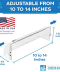 Air Vent Deflector For 10 To 14 Inch Vents redirects airflow adjustable with size measurements, made in USA label visible.