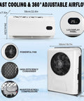 12V DC Truck Cab Air Conditioner With Brushless Motor Split Mini APU Unit interior and exterior components dimensions