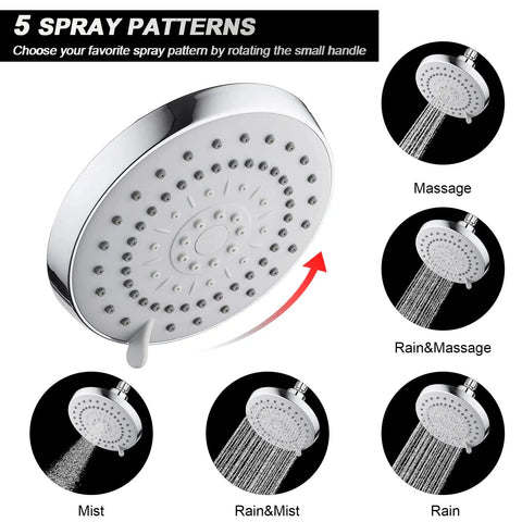High Pressure Dual Shower Head With Filter 5 Setting Rain Shower Combo For Hard Water Removes Chlorine And Fluoride Chrome Finish
