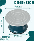 7-inch all-metal pottery banding wheel with teal base and silver top; heavy-duty sculpting turntable for ceramics.