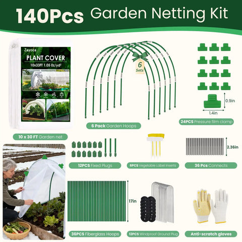 10x33Ft Plant Covers Freeze Protection Kit With Garden Hoops And Clips For Winter Frost Protection Of Vegetables Crops Raised Beds Fruit Trees And Greenhouses Reusable Snow Shield For Outdoor Gardens Tough As Nails All Season Protection