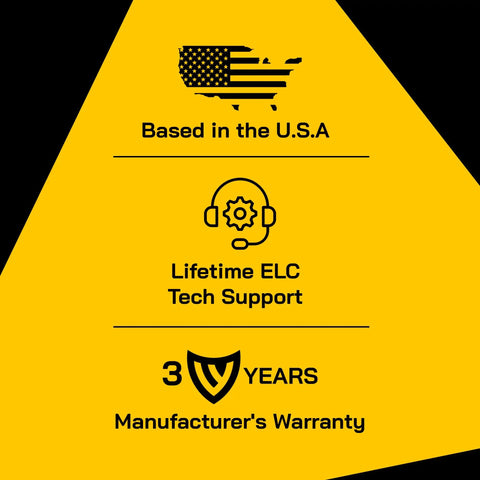 Image showing warranty, tech support, and USA origin for Beefy 2000 Watt Maximum Voltage Converter Transformer For 110V To 220V Devices.