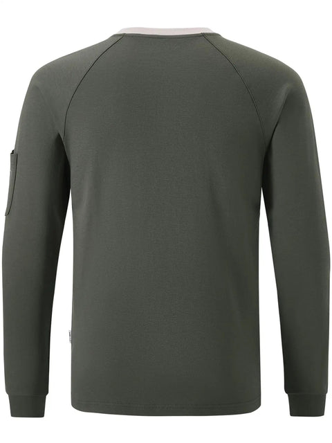 Back view of Mens Flame Resistant 6.5oz Long Sleeve FR Shirt For Work Fire Retardant CAT2 HRC2 Durable FR Clothing in dark color
