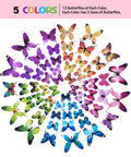 Butterfly Wall Decals Set 80 Pcs 3D Removable Mural Stickers For Home Living Room And Bedroom Decor Mixed Styles Colorful Display