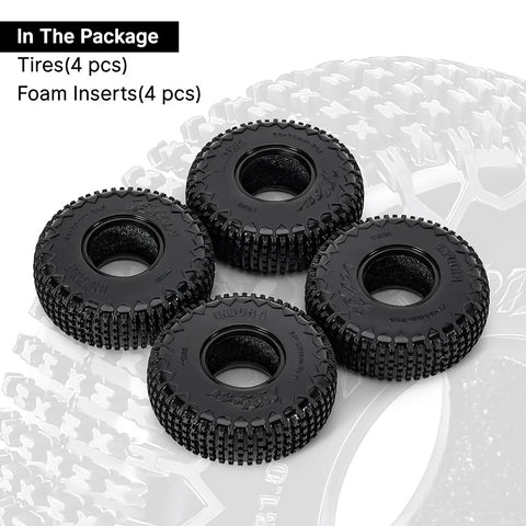 Set of four S5 60x20mm XHX Pin Tires with foam inserts for SCX24 FCX24 1/18 1/24 RC Crawlers, ultra soft compound