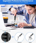 Person using All In One 130 In 1 Pro Grade Magnetic Screwdriver Set With 120 Bits and Tweezers for computers repair