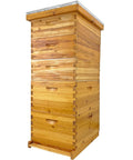 Five-Layer Langstroth Beehive Kit Plug-N-Play With Two Deep Breeding Boxes And Three Medium Super Boxes, metal top, wooden finish