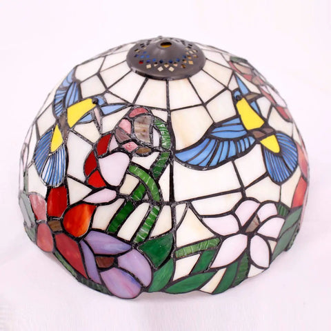 Cream Amber Stained Glass Hummingbird Lampshade Replacement 12x6 Inch With Cap For Table Lamp Pendant Light Ceiling Fixture Fits S101 Series