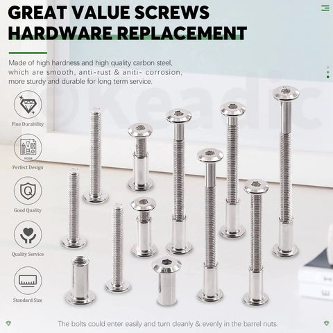 Tough As Nails M6 Socket Cap Bolts And Barrel Nuts Assortment Kit With Hex Setter Tool, 141 pieces, carbon steel screws.