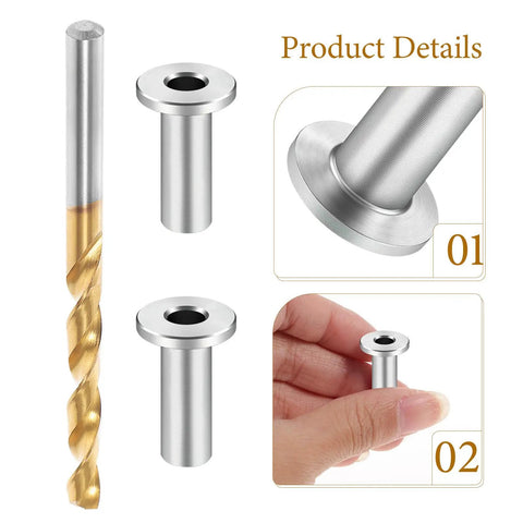 Top Notch Stainless Steel Cable Railing Sleeves With Drill Bit For 1/8 Inch Wire Rope Weatherproof Deck Stair Balustrade Protector Kit For Coastal Homes, with drill bit