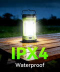 Rechargeable Camping Lantern With 4000LM Bright LED Light 360 Degree All Around Illumination 4600mAh Battery on wet table outdoors