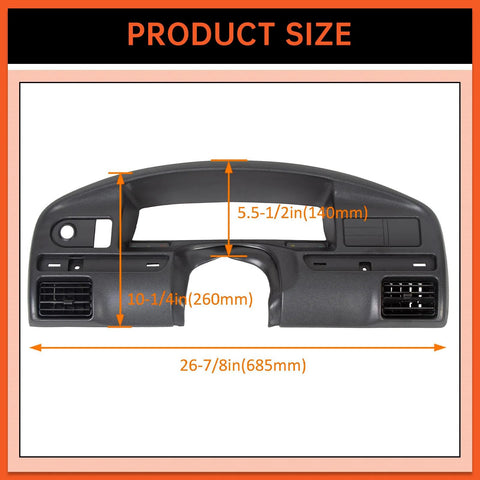 Front view of black ECOTRIC instrument dash panel bezel for 1992–1997 Ford Bronco/F-Series