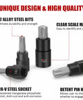 13 Piece Torx Bit Socket Set For 1/4 Inch, 3/8 Inch, And 1/2 Inch Drives T8 To T60 With S2 Steel Bits and CR-V Sockets