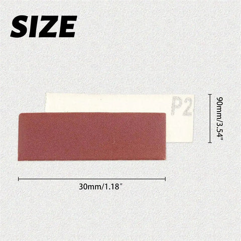 Kickin' It With 150pcs Premium Aluminum Oxide Sandpaper For Micro Sander Fine Polishing Sheets Wet Dry Use Hand Polisher Woodworking Trim Custom Cuts size illustration of 30mm x 90mm sandpaper