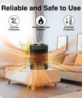 Two In One Portable Space Heater With 1500W And 1000W Settings, Quiet Ceramic Heater on table in living room, compact indoor use